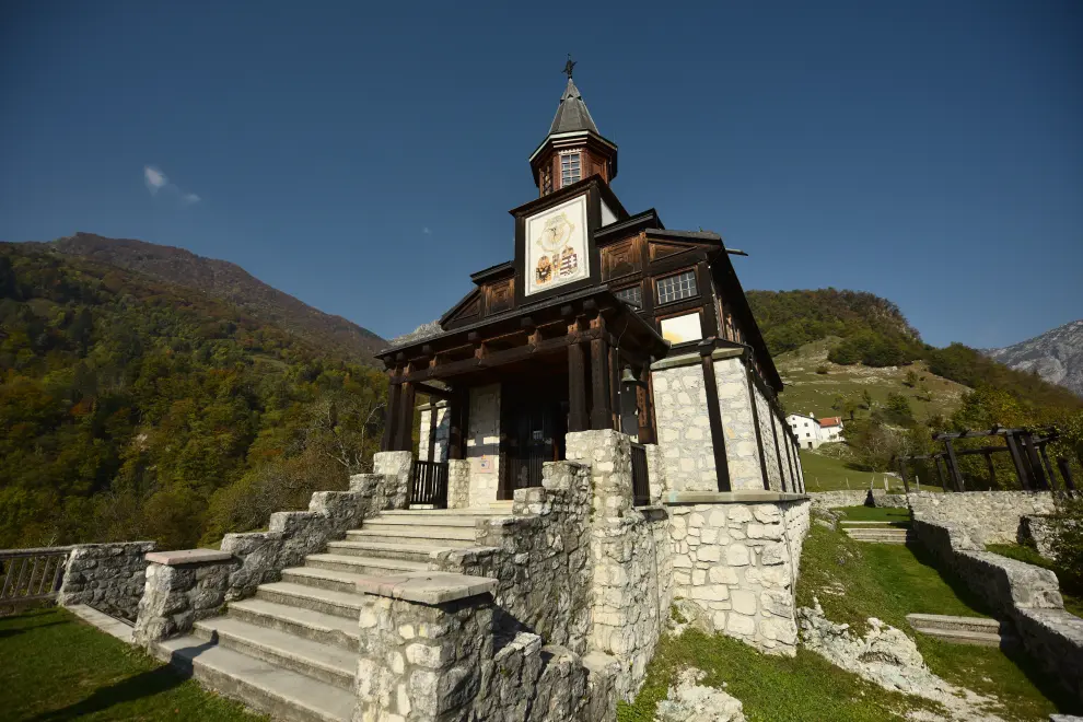 The Memorial Church of the Holy Spirit on the Javorca hill. Photo: Taminu Petelinšek/STA
